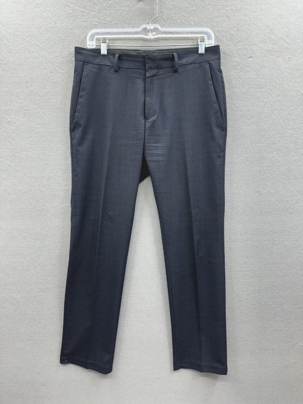 Kenneth Cole Reaction Mens 31x30 Dress Pants Navy Blue Stretch Flat Front Slim